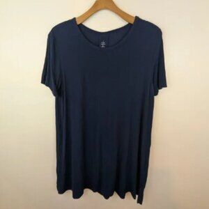 Cozy Earth Navy Bamboo Rib-Knit Boyfriend Sleep Dress, Sz M